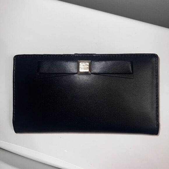 Kate Spade Black Continental Wallet Bow and Logo - Picture 10 of 12